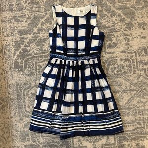 Blue and white checkered dress, Eliza J